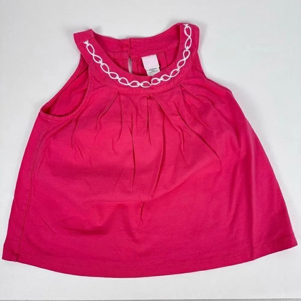 Janie and Jack Girls Pink with White Embroidery Top size 5